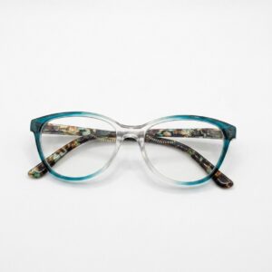 Aqua Crystal Cat-Eye Optical Frame